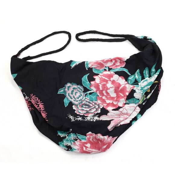 Saldarini 1882 Como Italy Banana Shoulder Hobo Bag Floral Printed Cotton 232687 - Picture 1 of 4